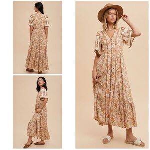 NWOT Baltic Born In Loom Floral Boho Autumn Colors Elissa Maxi Dress Small​